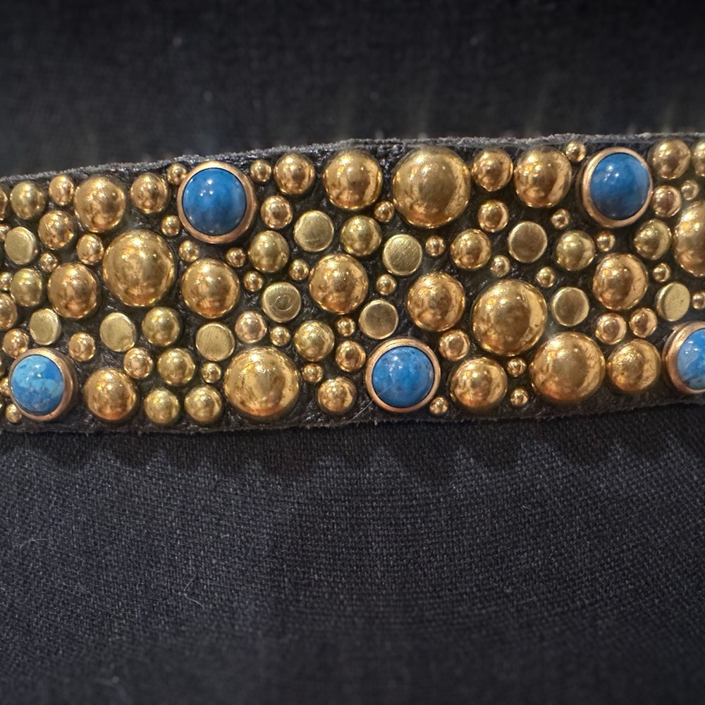 Genuine Turquoise and Brass Studded Belt - Picture 2 of 3
